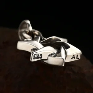 Macro close‑up back view of 925 silver Star of David pendant, displaying official 925 sterling silver hallmark stamp