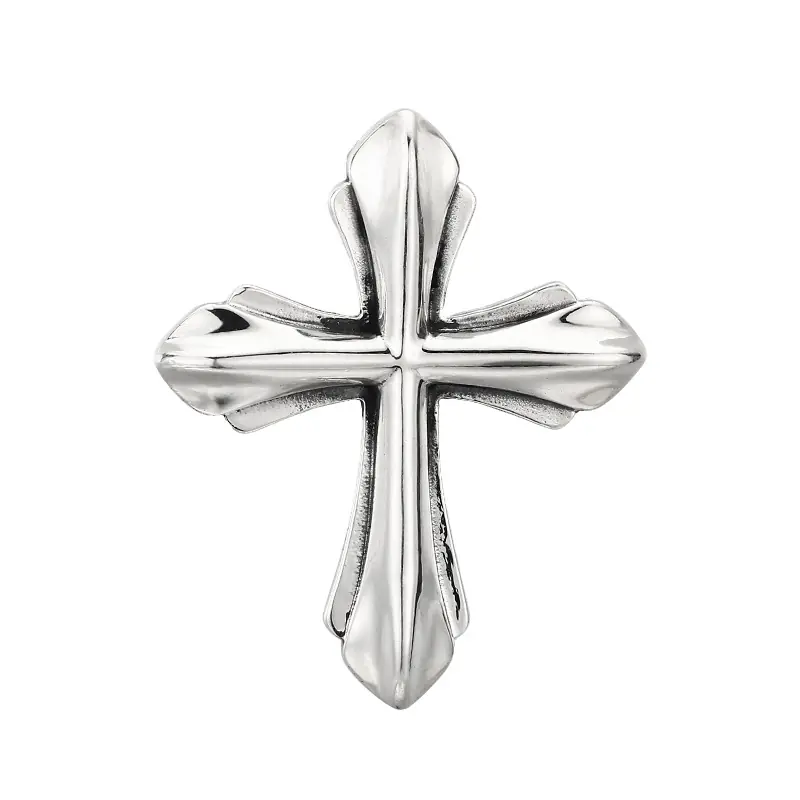 5-solid‑925‑silver‑gothic‑cross‑pendant‑white‑background‑hero‑product‑shot.jpg Solid 925 sterling silver gothic cross pendant, isolated hero front view on pure white background