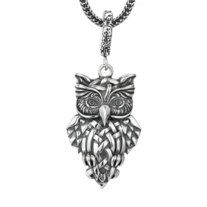 Celtic knot owl 925 sterling silver unisex pendant necklace